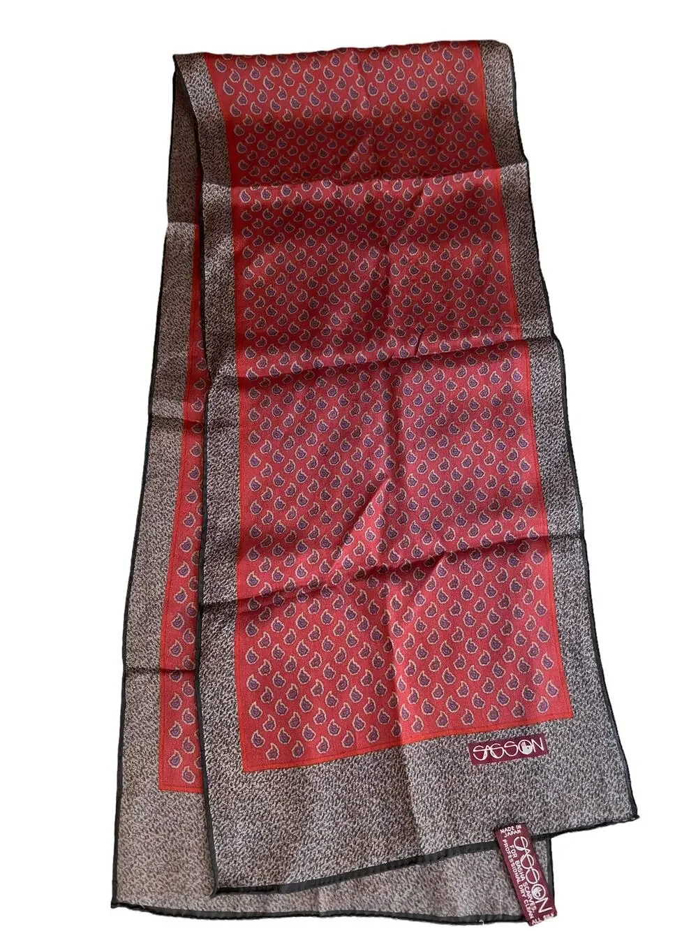 Vintage Sasson burgundy paisley rectangular silk scarf